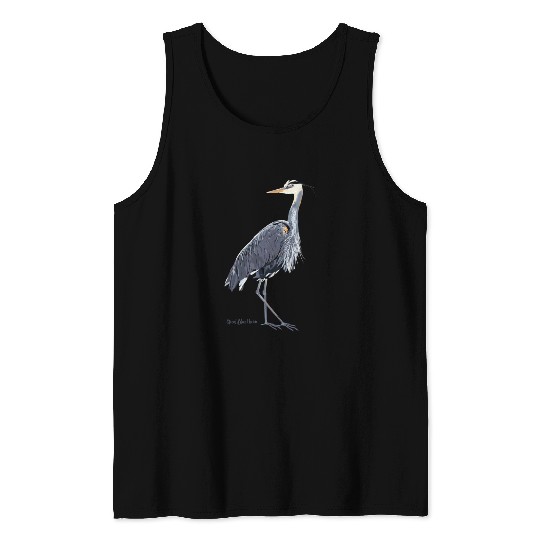 Heron Art Birder Wildlife Bird Watching Tank Tops