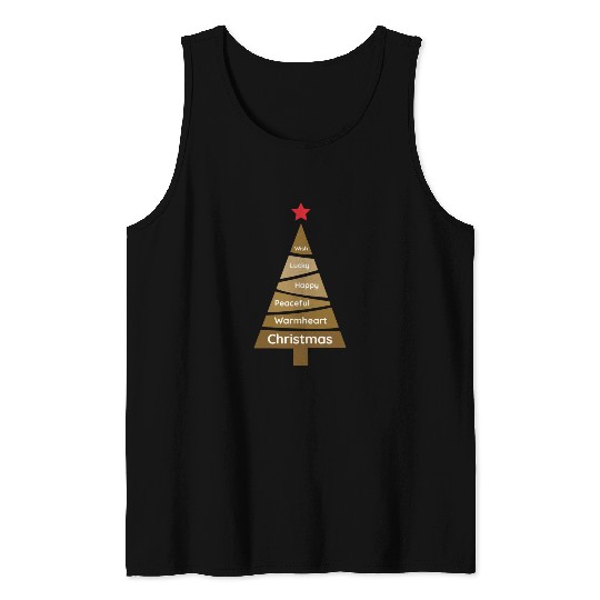 Minimalist Copper Brown Christmas Pine Tank Tops