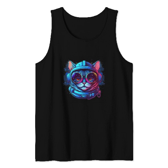 Space Cat Tank Tops