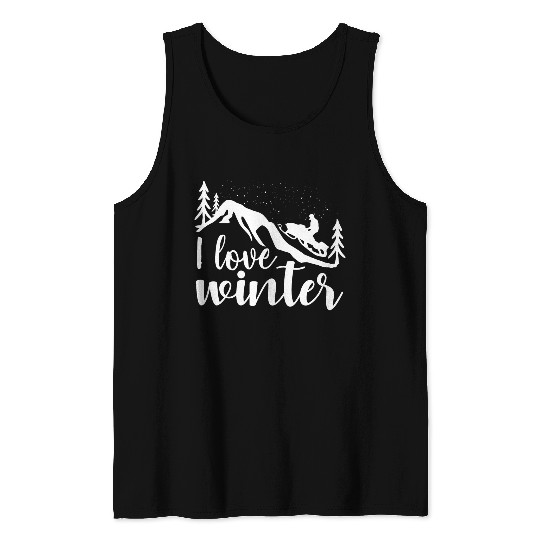 I Love Winter, Snow, Cold And Snowman Tank Tops