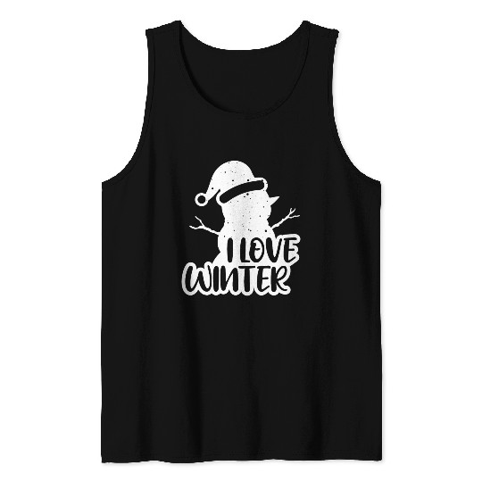 I Love Winter, Snow, Cold And Snowman Tank Tops