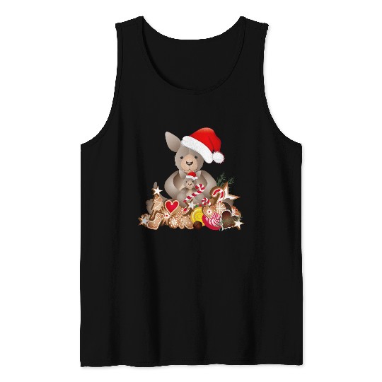 cute kangaroo for christmas with santa hat Tank Tops