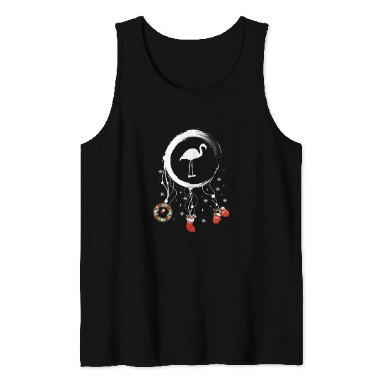 Winter dreamcatcher Christmas Flamingo Tank Tops