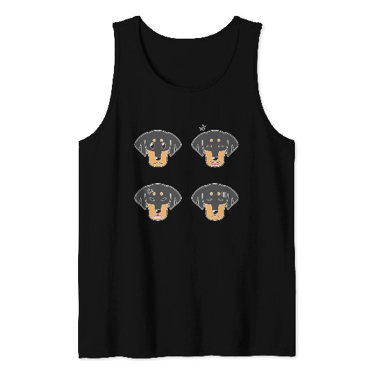 Funny Dachshund Dog Cartoon Faces Tank Tops