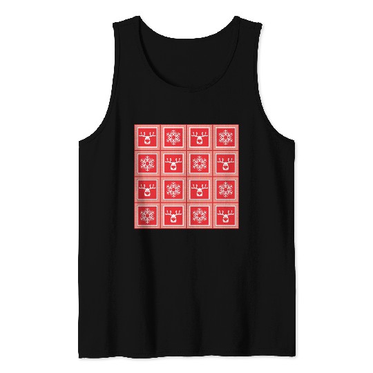 Deer Christmas patchwork Tank Tops