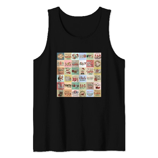 Christmas Patchwork Vintage Pattern Tank Tops