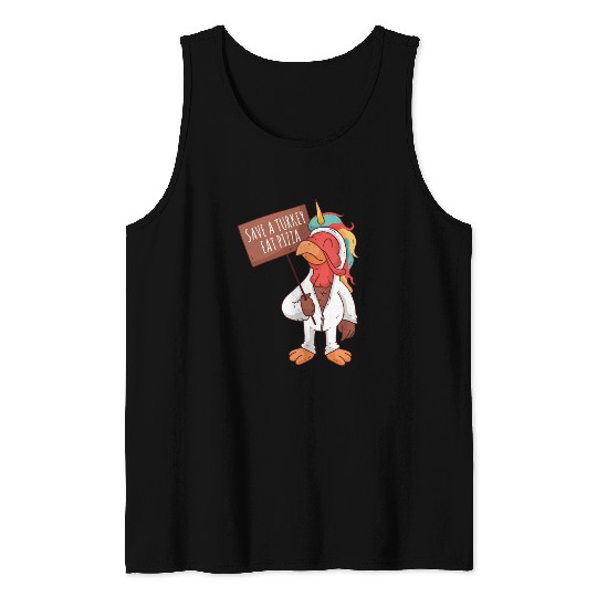 Save A Turkey Eat Pizza Tank Tops