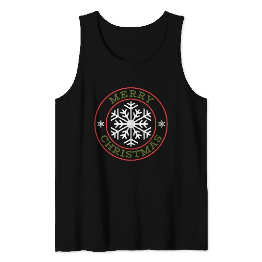 Merry Christmas Snowflake Design Tank Tops
