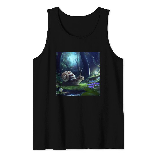 Sweet Surprised Snail at night by Lantern Light Tank Tops
