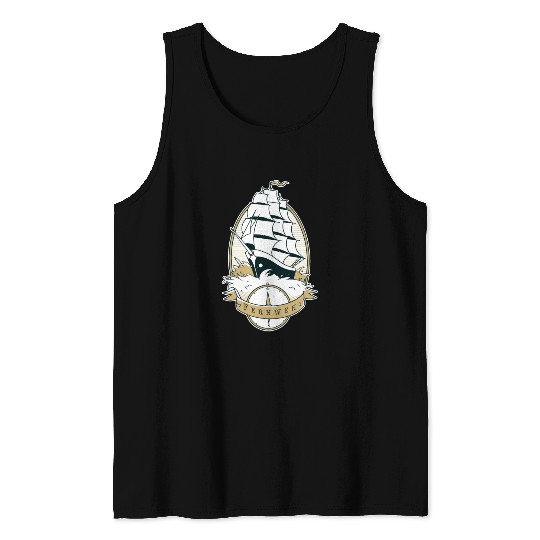 Old school ship waves sea sailing Old school ship Tank Tops
