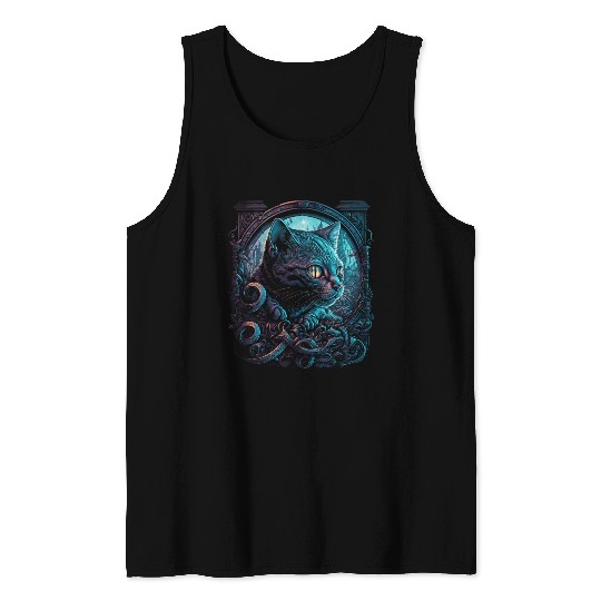 Midnight Kitty Tank Tops
