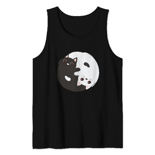 ying yang cat Tank Tops