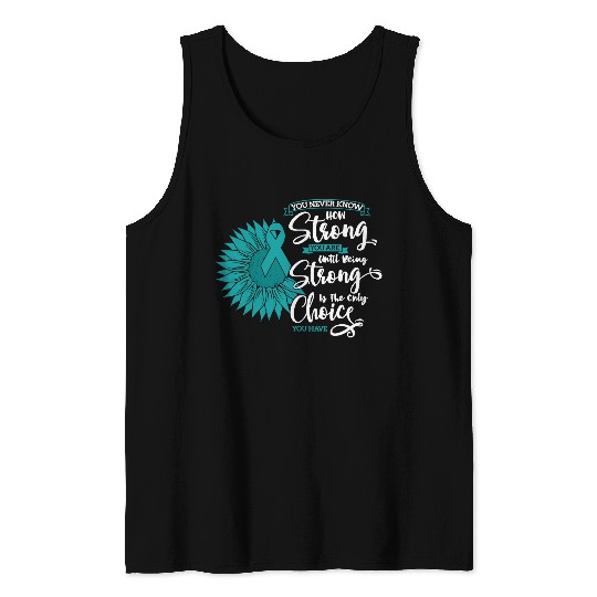 Cervical Cancer Awareness Month Teal Sunflower Tank Tops