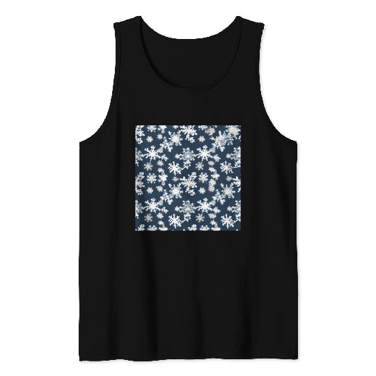 Snow pattern on navy blue background Tank Tops