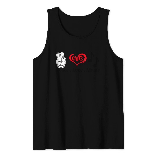 Peace ,Love , Music Tank Tops