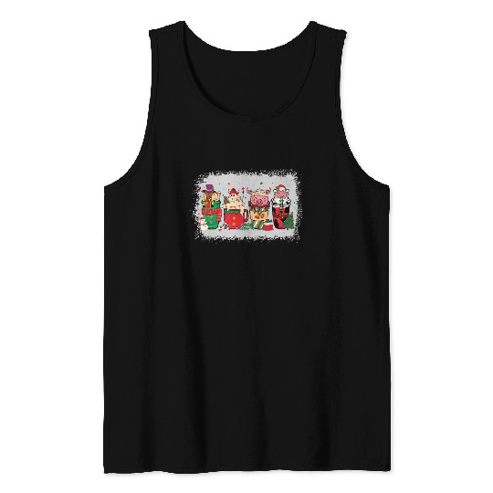 Christmas Coffee Cup Bleached Tank Tops