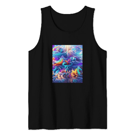 Colorful ocean waves art Tank Tops