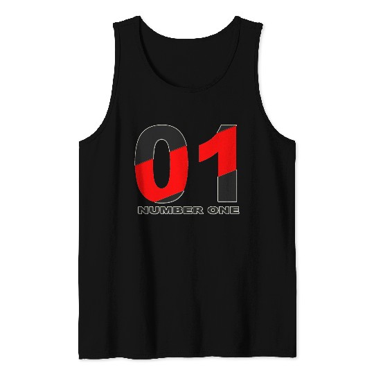 NUMBER 01 BLACK AND RED COLOR Tank Tops