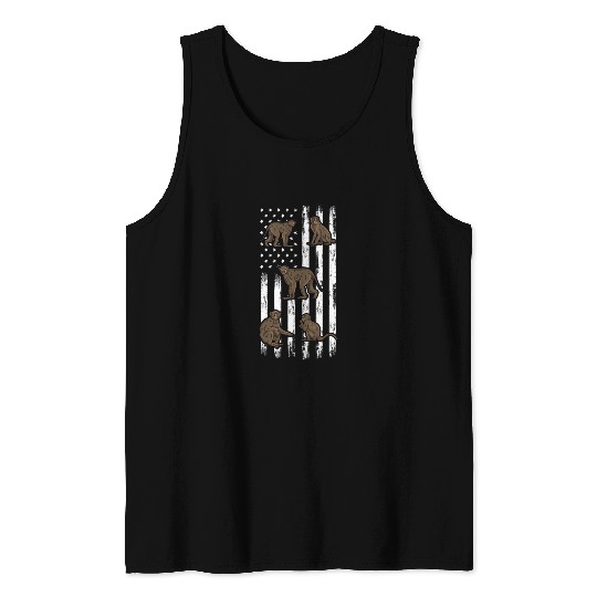 Monkey American Flag Monkeys - Orangutan Monkeys Tank Tops