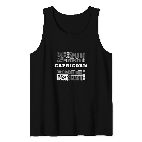 Capricorn Zodiac Star Sign Word Cloud Square Monoc Tank Tops