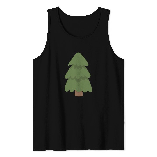 Cartoon Evergreen Tree Tank Tops