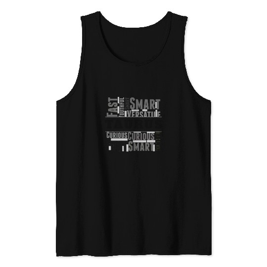 Taurus Zodiac Star Sign Word Cloud Square Monochro Tank Tops