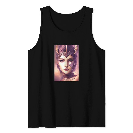 Warrior princess wearing gothic plate dark fantasy Tank Tops