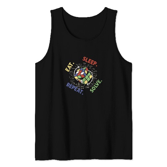 Eat Sleep Solve Repeat Math Speed Cubing Genie Tank Tops