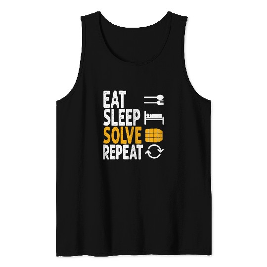 Eat Sleep Solve Repeat Math Speed Cubing Genie Tank Tops