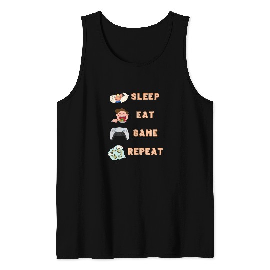 sleep eat game repeat PlayStation Tank Tops