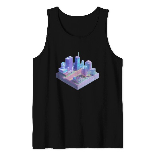 Miniature City - 3D Isometric Vaporwave Tank Tops