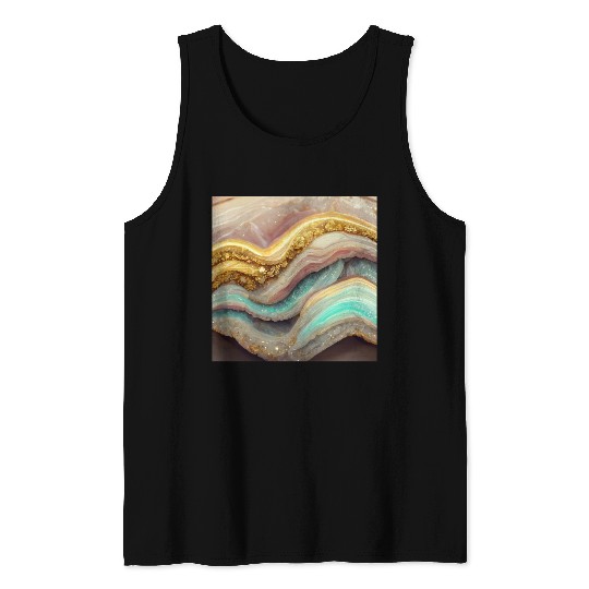 Pastel Pink Teal Agate Geode Stone Tank Tops