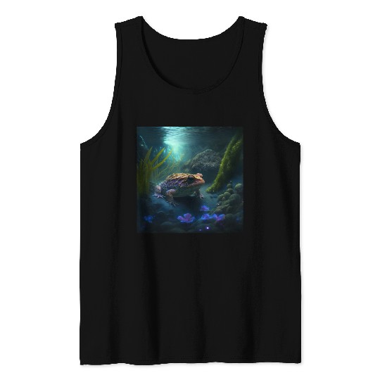 A toad in a creek the toad has blue glowing eyes Tank Tops