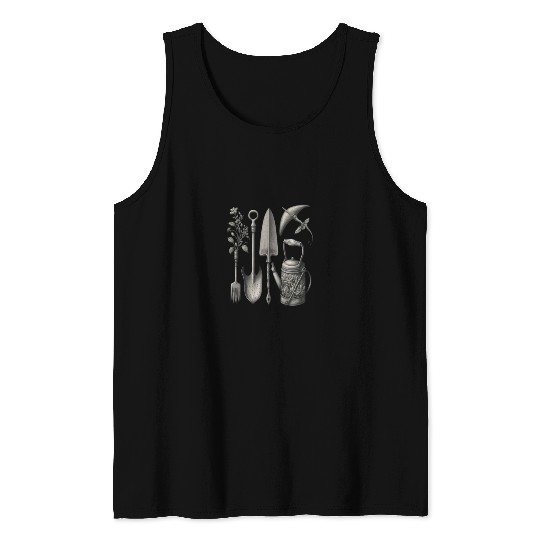 Florist Gardener Dad Grayscale Gardening Tools Tank Tops