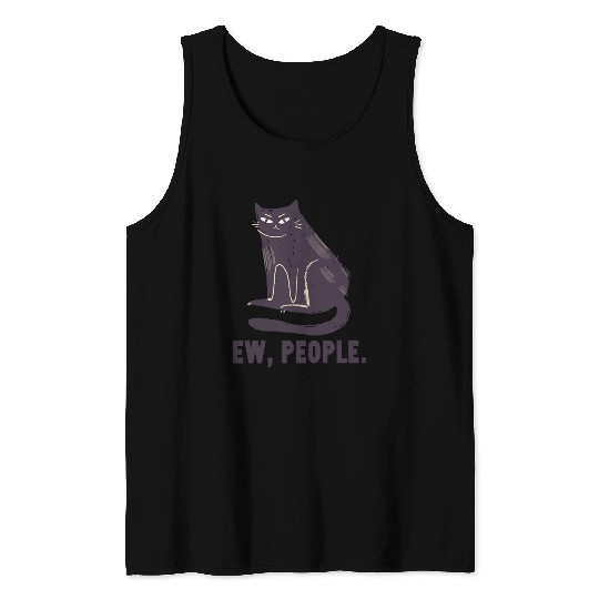 Ew People - Funny Black Cat Lovers Tank Tops