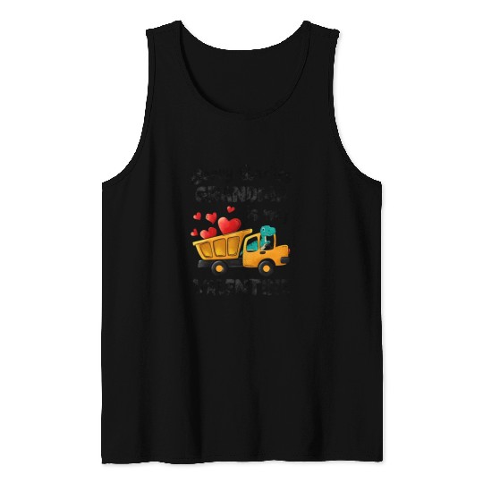 Grandma Is My Valentine Trex Dino Dump Truck Boys Tank Tops