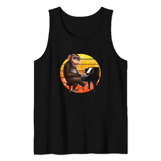 Monkey at the piano Tank Tops