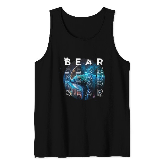 Midnight Roar: A Bear's Lunar Adventure Tank Tops