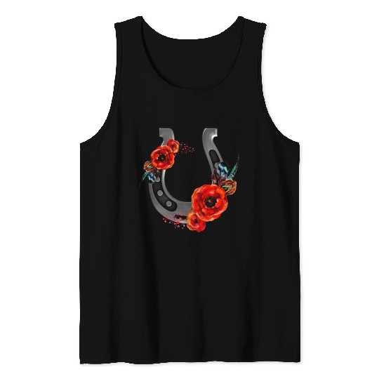 Floral Horseshoe With Poppies Tank Tops