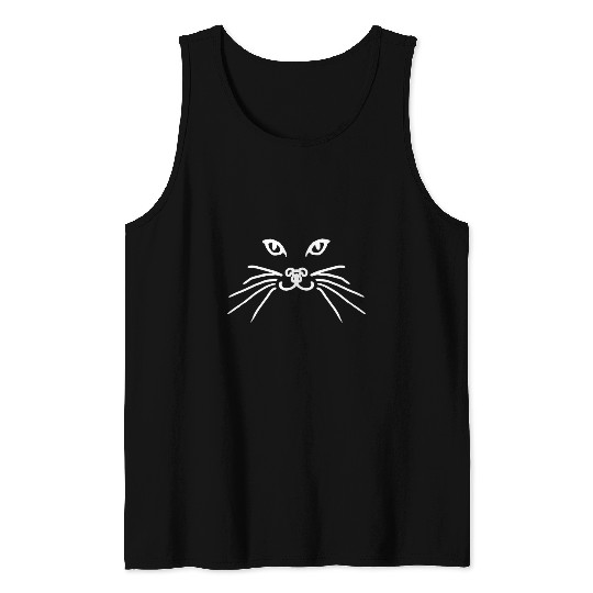 Cat face white Tank Tops