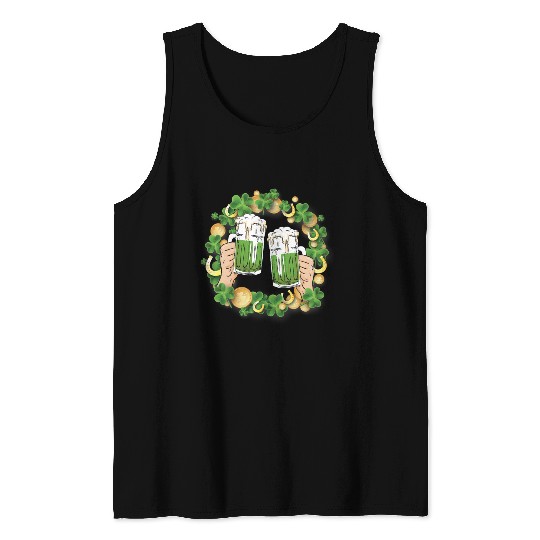 St. Patrick's Day Irish Green Beer, Wine Cups Tank Tops