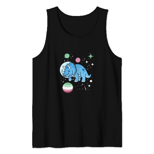 Abrosexual Pride Triceratops Astronaut Tank Tops