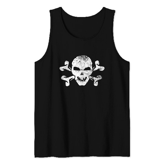 Cracked Skull And Crossbones Tank Tops