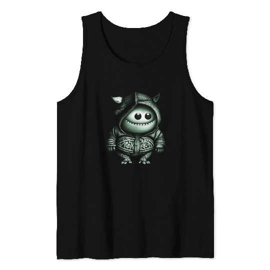 Goofy Looking Monster Green Tank Tops