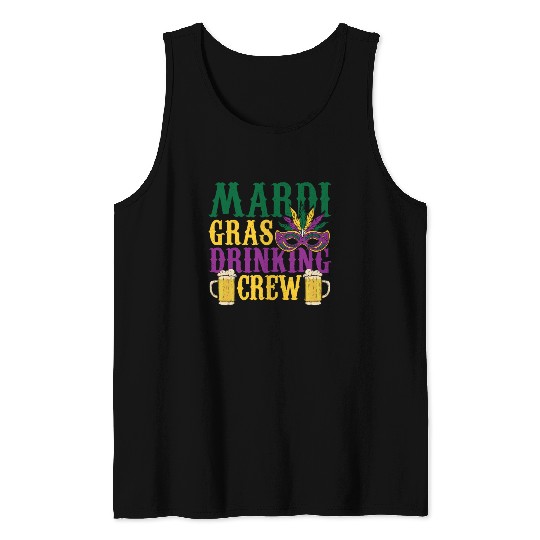 Mardi Gras Drinking Crew Carnival Beads Mask Tank Tops