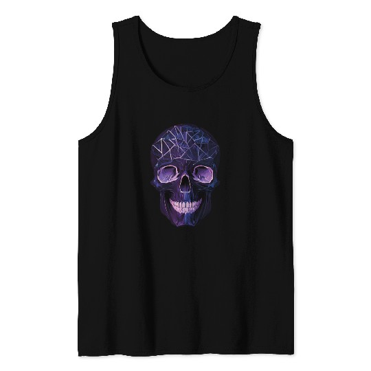 Purple Violet Geometric Design Skull Tank Tops