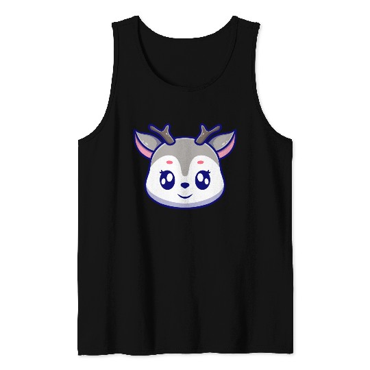 Cute deer cartoon icon illustration gift Tank Tops