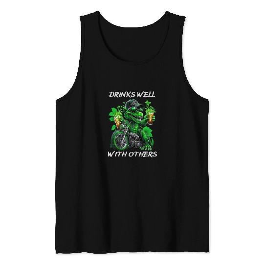 Drinks well with others st patrick's day Dinosaur Tank Tops