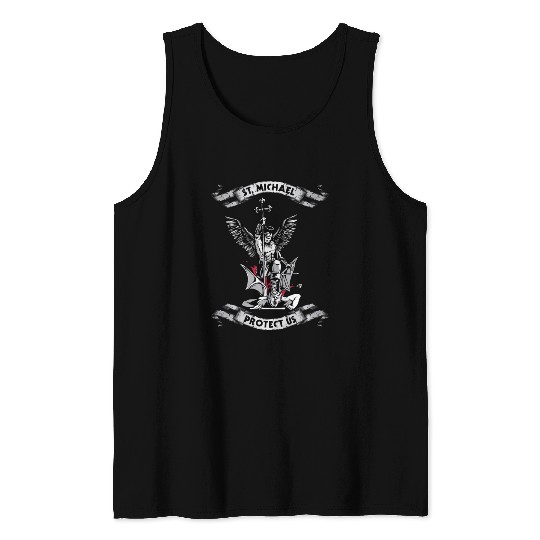 Archangel Saint Michael Protect Us Defend Us Long Tank Tops