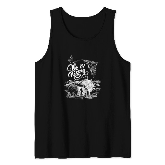He Is Risen- White Drawing Angel HD Tank Tops